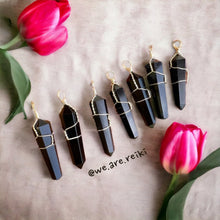 Cargar imagen en el visor de la galería, Black Obsidian Double Point Pendant