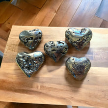 Cargar imagen en el visor de la galería, Pyrite puffy polished heart