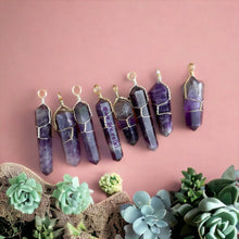 Cargar imagen en el visor de la galería, Amethyst Double Point Pendant