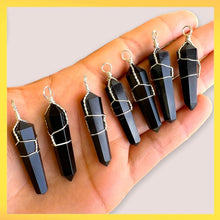 Cargar imagen en el visor de la galería, Black Obsidian Double Point Pendant