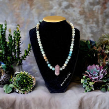 Load image into Gallery viewer, LOVE Necklace Amazonite + Rose Quartz
